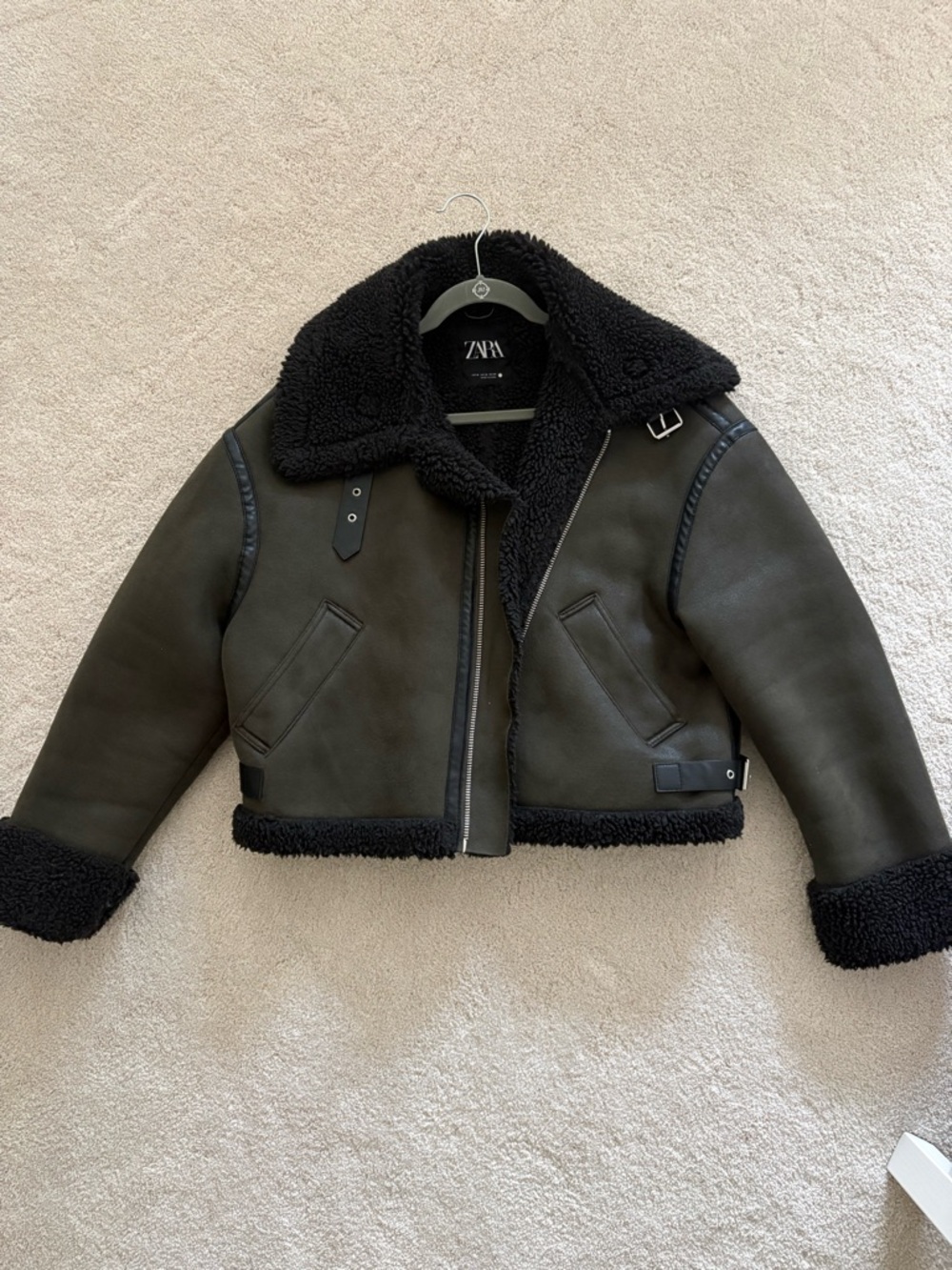 ZARA Black Faux-Shearling Jacket Women's Medium